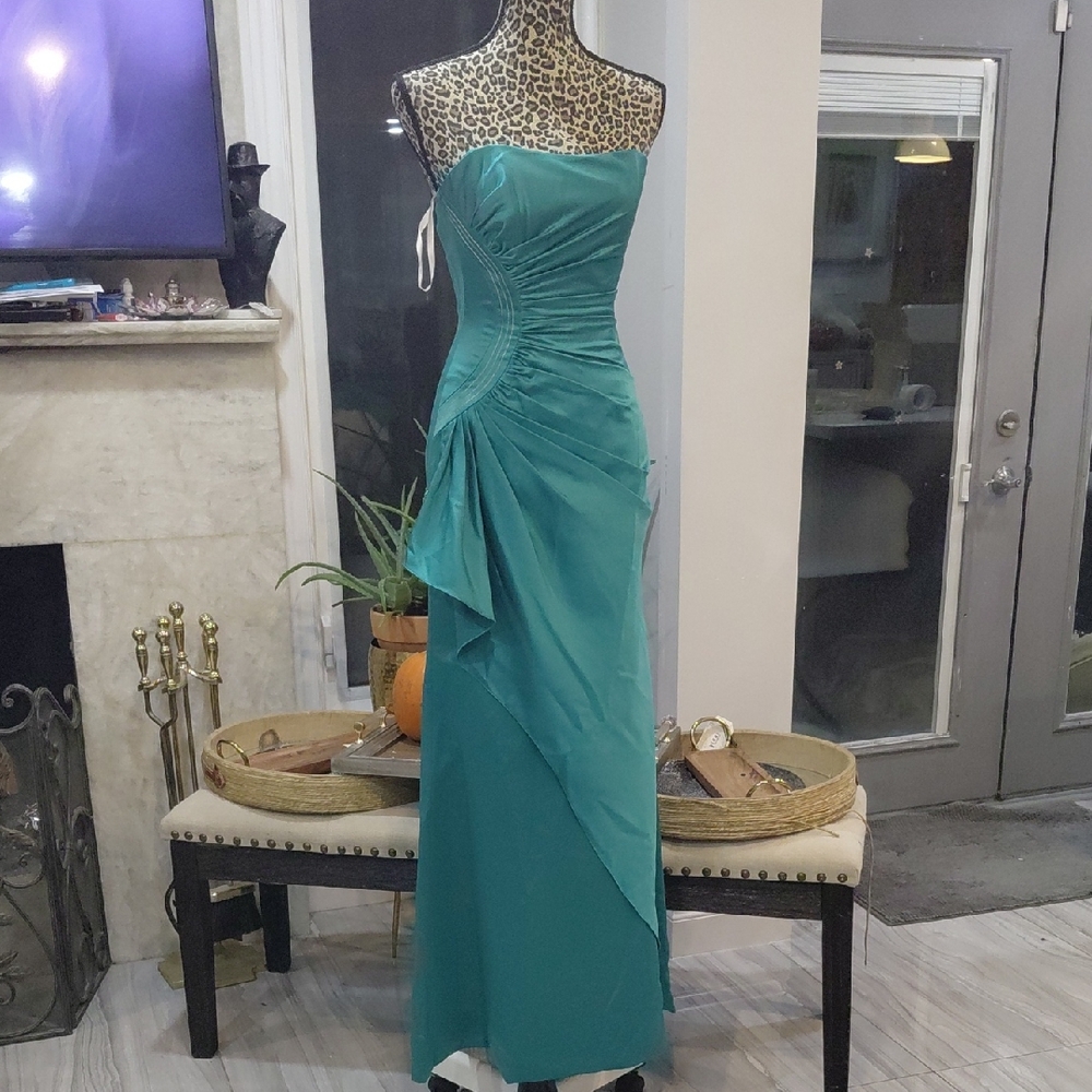 Sophia Tolli One Shoulder Teal Dress